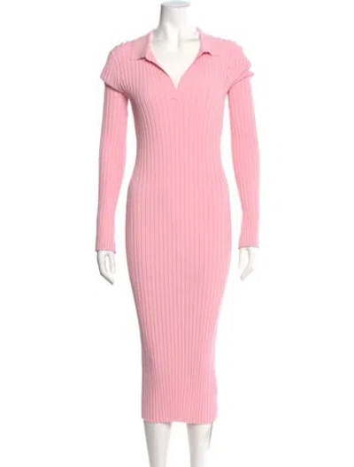 Pre-owned Helmut Lang V-neck Midi Length Dress In Pink
