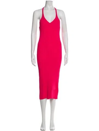 Pre-owned Helmut Lang V-neck Midi Length Dress In Pink