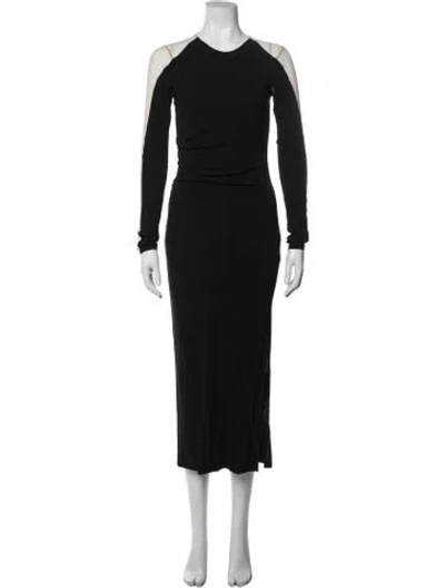 Pre-owned Helmut Lang V-neck Midi Length Dress W/ Tags In Blue