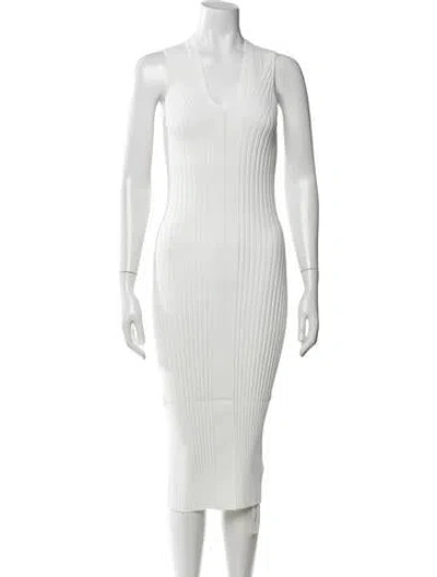 Pre-owned Helmut Lang V-neck Midi Length Dress W/ Tags In Neutrals