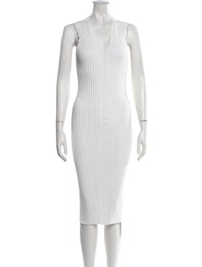 Pre-owned Helmut Lang V-neck Midi Length Dress In White