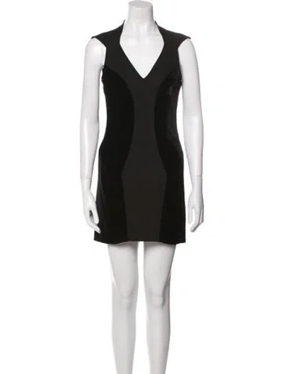 Pre-owned Helmut Lang V-neck Mini Dress In Black