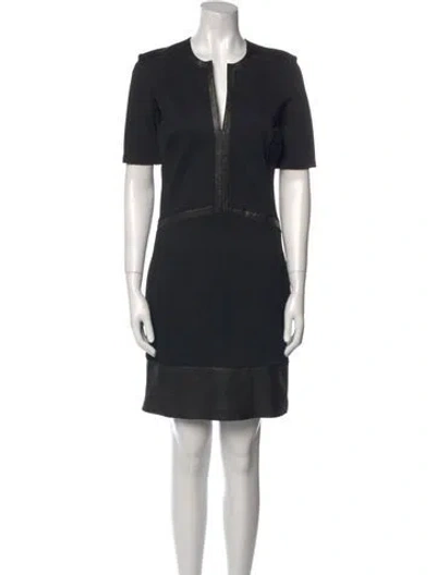 Pre-owned Helmut Lang V-neck Mini Dress In Black