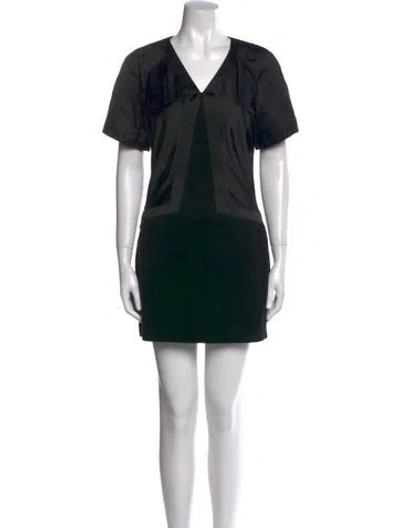Pre-owned Helmut Lang V-neck Mini Dress In Black