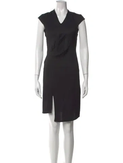 Pre-owned Helmut Lang V-neck Mini Dress In Black