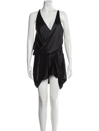 Pre-owned Helmut Lang V-neck Mini Dress In Black
