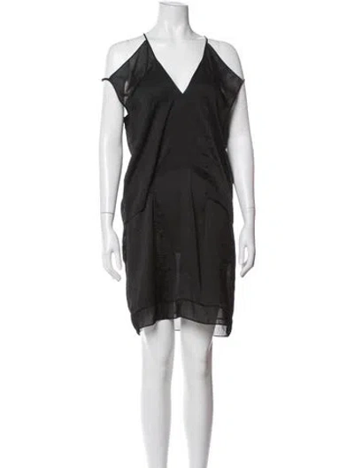 Pre-owned Helmut Lang V-neck Mini Dress In Black