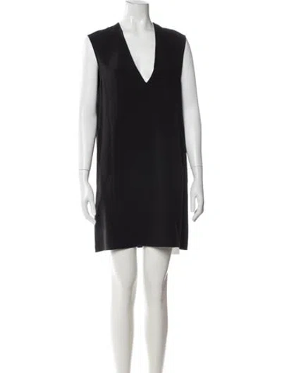 Pre-owned Helmut Lang V-neck Mini Dress In Black