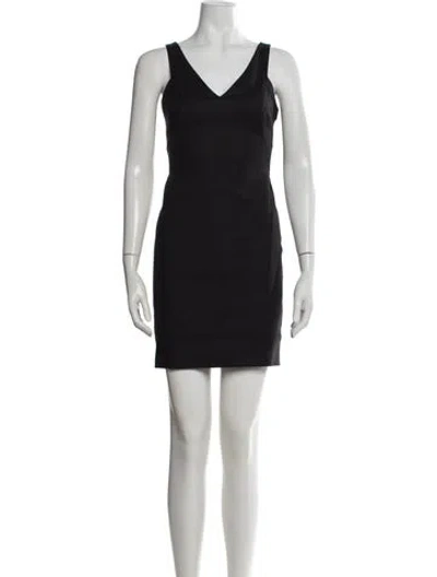 Pre-owned Helmut Lang V-neck Mini Dress In Black