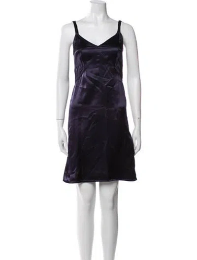 Pre-owned Helmut Lang V-neck Mini Dress In Blue