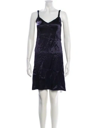 Pre-owned Helmut Lang V-neck Mini Dress In Blue