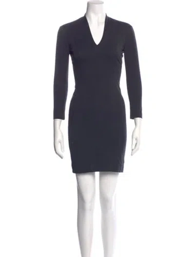 Pre-owned Helmut Lang V-neck Mini Dress In Blue