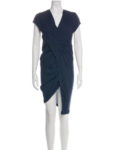 Pre-owned Helmut Lang V-neck Mini Dress In Blue