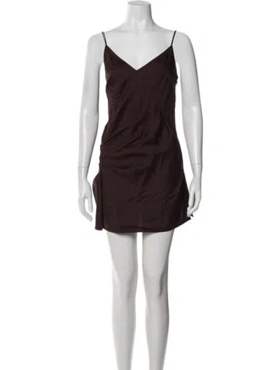Pre-owned Helmut Lang V-neck Mini Dress In Burgundy