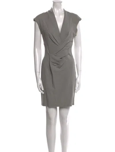 Pre-owned Helmut Lang V-neck Mini Dress In Gray