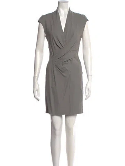Pre-owned Helmut Lang V-neck Mini Dress In Gray