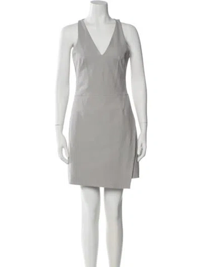 Pre-owned Helmut Lang V-neck Mini Dress In Gray
