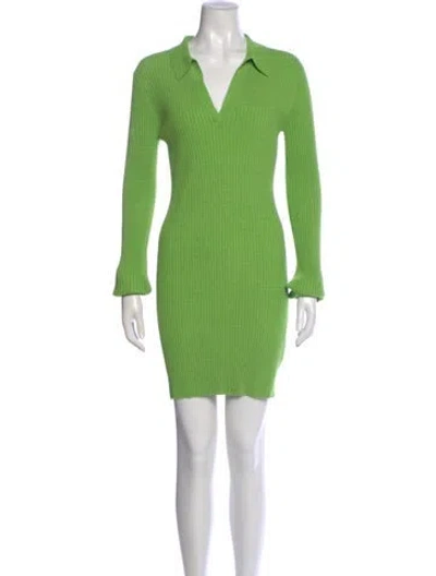 Pre-owned Helmut Lang V-neck Mini Dress In Green