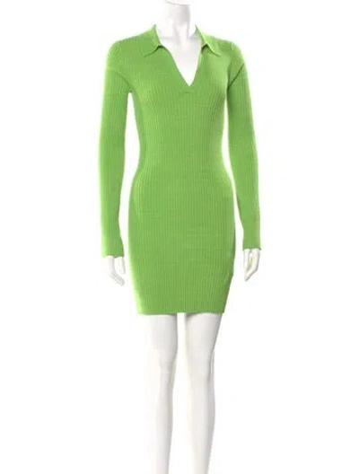 Pre-owned Helmut Lang V-neck Mini Dress In Green
