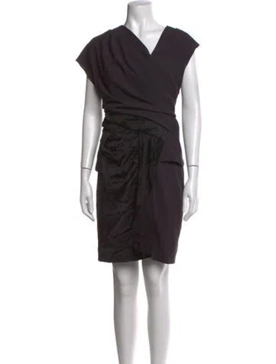 Pre-owned Helmut Lang V-neck Mini Dress In Grey