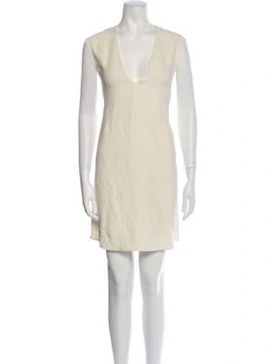 Pre-owned Helmut Lang V-neck Mini Dress In Neutral