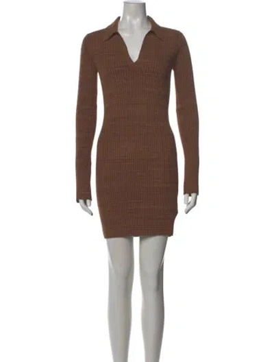Pre-owned Helmut Lang V-neck Mini Dress In Neutral