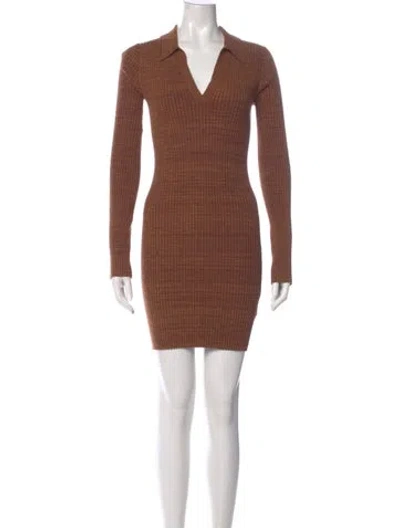 Pre-owned Helmut Lang V-neck Mini Dress In Neutral