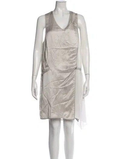 Pre-owned Helmut Lang V-neck Mini Dress In Neutral