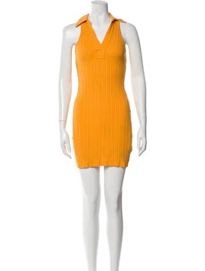 Pre-owned Helmut Lang V-neck Mini Dress In Orange