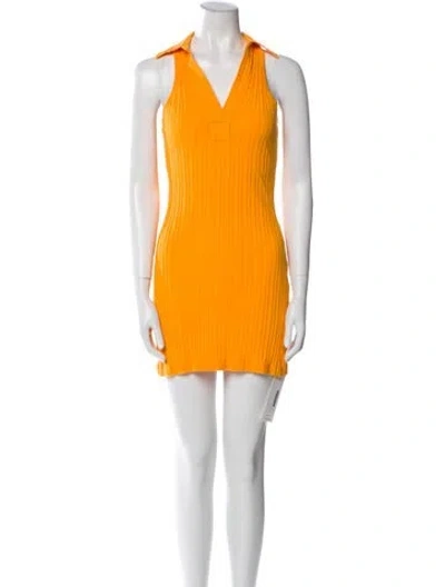 Pre-owned Helmut Lang V-neck Mini Dress In Orange