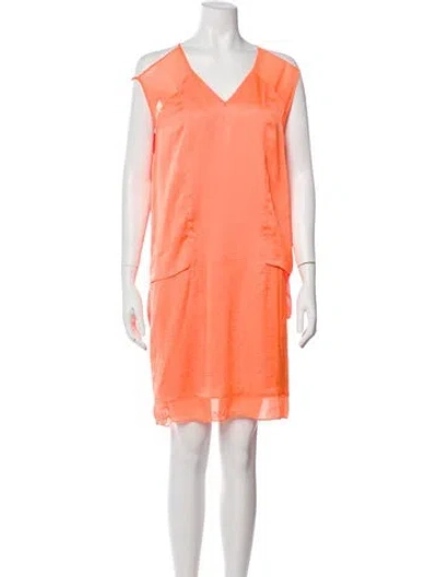 Pre-owned Helmut Lang V-neck Mini Dress In Orange