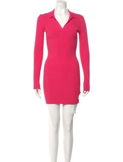 Pre-owned Helmut Lang V-neck Mini Dress In Pink