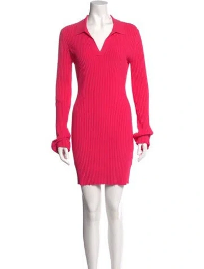 Pre-owned Helmut Lang V-neck Mini Dress In Pink