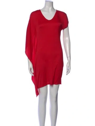 Pre-owned Helmut Lang V-neck Mini Dress In Red