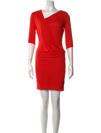 Pre-owned Helmut Lang V-neck Mini Dress In Red
