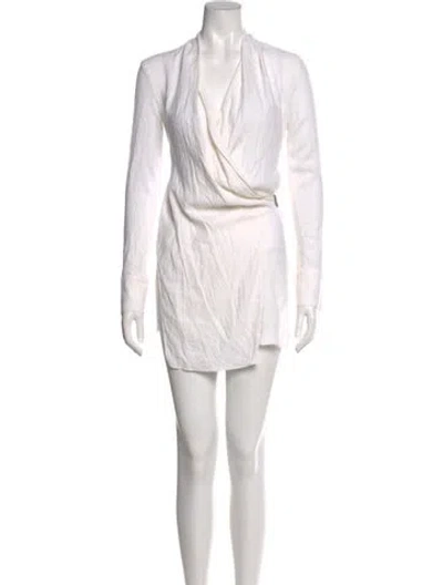 Pre-owned Helmut Lang V-neck Mini Dress In White