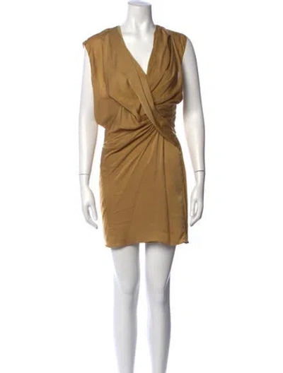 Pre-owned Helmut Lang V-neck Mini Dress In Yellow