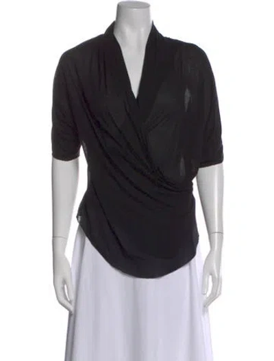 Pre-owned Helmut Lang V-neck Short Sleeve Blouse In Black