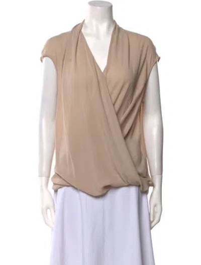Pre-owned Helmut Lang V-neck Short Sleeve Blouse In Neutral