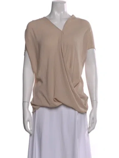 Pre-owned Helmut Lang V-neck Short Sleeve Blouse In Neutral