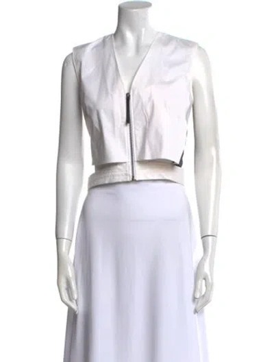 Pre-owned Helmut Lang V-neck Short Sleeve Crop Top In White