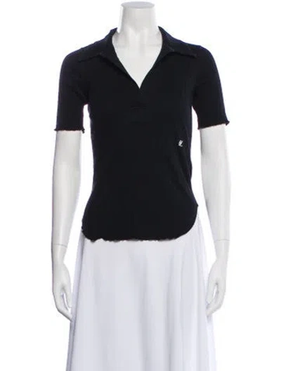 Pre-owned Helmut Lang V-neck Short Sleeve Polo In Black