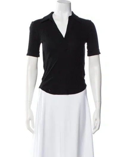 Pre-owned Helmut Lang V-neck Short Sleeve Polo In Black