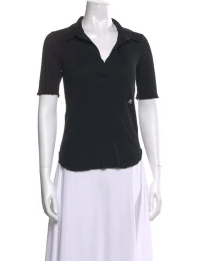 Pre-owned Helmut Lang V-neck Short Sleeve Polo In Black