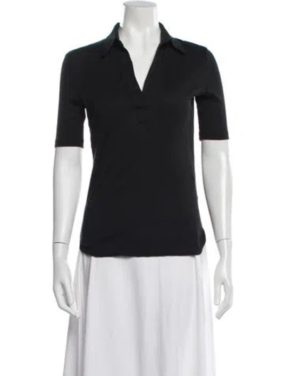 Pre-owned Helmut Lang V-neck Short Sleeve Polo In Black