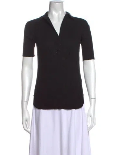 Pre-owned Helmut Lang V-neck Short Sleeve Polo In Black