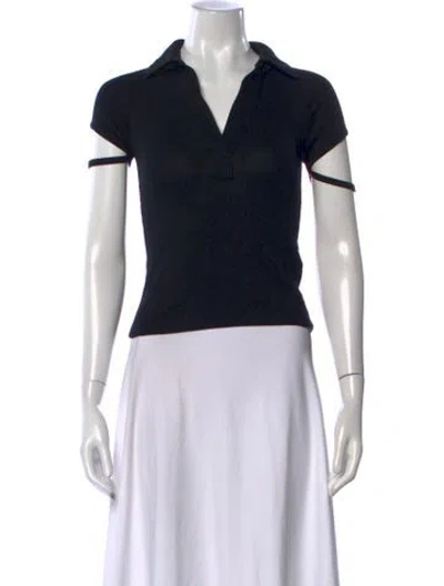 Pre-owned Helmut Lang V-neck Short Sleeve Polo In Black