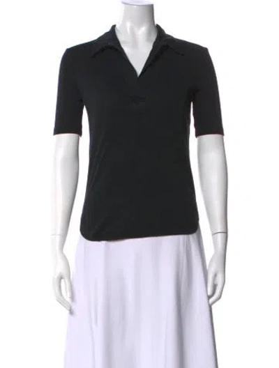 Pre-owned Helmut Lang V-neck Short Sleeve Polo In Black
