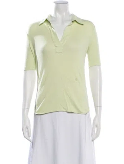Pre-owned Helmut Lang V-neck Short Sleeve Polo In Green