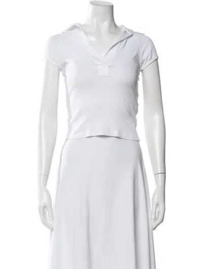 Pre-owned Helmut Lang V-neck Short Sleeve Polo In White